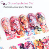 Amfeov 12 Designs Charm Anime Girl Nail Water Decals Goddess Winter Sticker Butterfly Fairy Sliders Manicure Accessories LYBN1657-1668