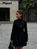 Amfeov-New Fashion Long Sleeve Mini Dress Women Autumn Winter Short Club Party Dresses Female Elegant Black Party Club