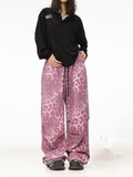 Back To School Amfeov Pink Leopard Parachute Pants Women Hip Hop Vintage Baggy Sports Wide Leg Trousers 2000s High Waist Korean Y2k Streetwear