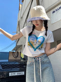 Back To School Amfeov Y2k Kawaii Cat Print T-shirt Crop Tops Harajuku Kitty Tie Dye Tees E-girl 2000s Aesthetic Korean Funny Cutecore Clothes