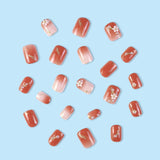 Amfeov Nail Inspo 2024 Summer 24pcs Square False Nails Glitter Stereoscopic Flower Pearl French Press On Nails 2024 Summer New DIY Fresh Detachable Nail Tips