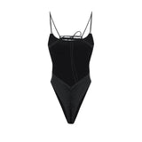 Amfeov Sexy Women One Piece Swimsuit Female Swimwear 2024 Brazilian Monokini Swimming Suit Beachwear High Cut Solid Bathing Suit