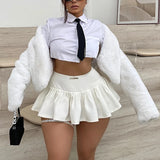 Amfeov-Kawaii Super-short Pleated Skirts Spicy Girl High Waist Bodycon Y2K Vintage Micro Mini Skirt Korean Fashion Club Night