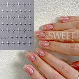 Amfeov 3D Black Sliver Stars Nails Stickers Bronzing Laser White Cross Starlight Glossychic Stylish Y2K Adhesive Manicure Decorations