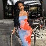 Amfeov Sexy Strapless Print Tube Maxi Dress Women Off Shoulder Backless Stretch Long Sundress 2024 Summer Beach Y2K Clothes