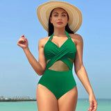 Amfeov One Piece Swimsuit 2024 Women Sexy Swimwear Female Solid Push Up Brazilian Summer Bodysuit Swimming Suits Bathing Suit