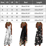 Women's Casual Spaghetti Strap Long Dress Summer V-Neck Sleeveless A-Line Maxi Dresses Female Bohemian Primted Beach Dress