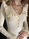 Amfeov-High Waist Ruffled Maxi Dresses For Women Autumn Winter Knitted Slim Long Dress Women's Vintage Dress Woman Retro Elegant