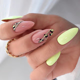 Amfeov Nail Inspo 2024 Summer 24pcs Almond False Nails French Fresh Frosting Leopard Cherry 2024 Summer New Press On Nails Detachable DIY Nail Tips