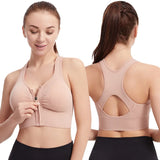 Amfeov-Women Zip Front Sports Bras Push Up Yoga Underwear Vest Wireless Post-Surgery Bra Active Yoga Gym Workout Tank Top Plus Size