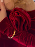 Amfeov-Spring Sexy Red Velvet Women's Mini Dresses Off Shoulder Sleeveless Backless Slim Party Short Elegant Female Evening Dress 2024
