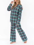 Amfeov Women Casual Autumn Pajamas Set Cute Fruit/Plaid/Checkerboard Print Long Sleeve Shirts Tops and Pants 2 Piece Loungewear Outfits