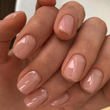 Amfeov Nail Inspo 2024 Summer  24pcs Short False Nails 2024 Summer New Square Head Fresh Solid Color Glitter Flower Love French Press On Nails Manicure Tools