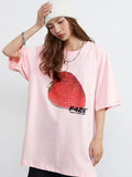 Back To School Amfeov Cotton Kawaii Strawberry Graphic T Shirts Y2k Streetwear Oversized Funny Short Sleeve Summer White Tops Cutecore Clothes