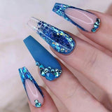 Amfeov Nail Inspo 2024 Summer 24pcs Coffin Nails French Simple Solid Color Flower Press On Nails 2024 New Summer Fresh Detachable DIY Manicure Tools