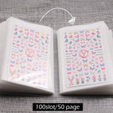 Amfeov 100 Slots Collecting Nail Stickers Storage Book Large Capacity Empty Album Card Decals Display Manicure Notebook LYTZB06