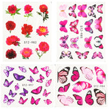 Amfeov 3D Butterfly Design Nail Watercolor Decals Adhesive Transfer Slider Spring Summer Manicure Stickers Decor 4Pcs/Set LYSTZ984-1017