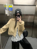 Black Friday Amfeov Baseball Woolen Coat Cropped Bomber Jacket Oversized Streetwear Loose Casual Korean Fashion Uniform Winter Clothes Women