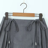 Amfeov Summer High Waist Skirts A Line Pleated Skirt Mini Gray Student Clubwear Casual Women's Clothing