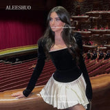 Aleeshuo Morden Black Mini Mermaid Prom Dressess Sexy Long Sleeves Short Evening Dress Square Collar Saudi Arabia Formal Dress