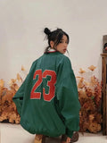 Black Friday Amfeov American Retro Embroidery Baseball Hoodies Women Preppy Style Sports Long Sleeve Sweatshirts Y2k Casual Kpop Loose Tops