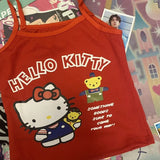 Amfeov Cute Hello Kitty Tank Tops Women's Camisole Short Top Summer New Spicy Slim With Hanging Straps Women's Clothes