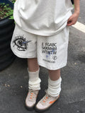 Back To School Amfeov Funny Eyes Graphic Shorts Pants Gothic Style Emo Summer Oversize Short Sweatpants Korean Fashion Loose Alt Trousers Chic