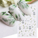 Amfeov 5D Acrylic Lily of the Valley Tulip Nail Decals Summer Flower Leaves Dreamcatcher Design Textured Sticker For Manicure LY5D-K162