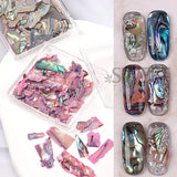 Amfeov Irregular Natural Sea Shell Texture Thin Abalone Slice Charms Flake Palette Nail Art Sequins DIY Manicure Decals Tip Beauty Tool