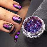 Amfeov 0.1g Chameleon Mirror Chrome Nails Glitter Irregular Fire Aluminum Foils Sequins Summer DIY Iridescent Paillette Manicure Slices