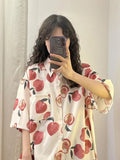 Back To School Amfeov Japan Style Honey Peach Print Beach Wear Cardigan Cover Ups Blouse Femme Summer Oversize T-shirt Casual Tops Clothes