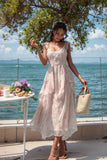 Amfeov-Lady Beach Sanya Beach Skirt Pink Suspender Skirt Seaside Holiday Dress Women's Summer Chiffon Super Fairy Female Dress