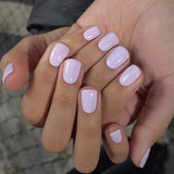 Amfeov Nail Inspo 2024 Summer 24pcs Square False Nails French Sea Mew Taro Purple Glitter Fresh Solid Color Full Set 2024 Summer New DIY Press On Nails