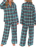 Amfeov Women Casual Autumn Pajamas Set Cute Fruit/Plaid/Checkerboard Print Long Sleeve Shirts Tops and Pants 2 Piece Loungewear Outfits