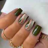 Amfeov Nail Inspo 2024 Summer  24pcs Short False Nails 2024 Summer New Square Head Fresh Solid Color Glitter Flower Love French Press On Nails Manicure Tools