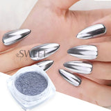 Amfeov Silver Gold Chrome Mirror Nails Glitter Powder Metallic Rubbing Dust Pigment Shiny Fine Flash Gorgeous Gel Polish Manicure Decor