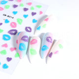 Amfeov 3D Kiss Sexy Pink Lips Glitter Stickers Nails Design Self adhesive Nail Art Sliders Valentine's Day Decals Manicure Decorations