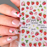 Amfeov Lemon Fruit Nail Stickers 5D Cherry Embossed Summer Strawberry Peach Watermelon Sliders DIY Acrylic Decals Manicure Decorations