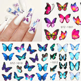 Amfeov 3D Butterfly Design Nail Watercolor Decals Adhesive Transfer Slider Spring Summer Manicure Stickers Decor 4Pcs/Set LYSTZ984-1017