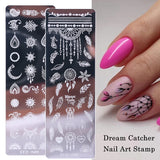 Amfeov 11pcs Nail Stamping Plate Jelly Stamper Scraper Set Leaves Flowers Dream Catcher Geometric Image Template Stencil LYSTZN01-12-1