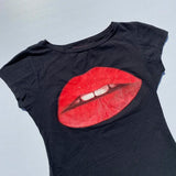 Amfeov Y2K Fashion Sexy red lips Print fairy grunge Summer E-girl Crop Tops Slim 2000s Streetwear Harajuku Goth Short Sleeve T-shirts