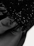 Amfeov-Women Elegant Sequin Shiny Backless O Neck Mini Dress Ladies Ruffless Sleeve Patchwork Dresses Female Party Club Night Robe