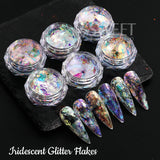 Amfeov 0.1g Fire Opal Crystal Sequins Nail Flakes Holographic Aurora Brocade Chrome Spangles Summer Feather Glitter Manicure Decoration