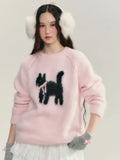 Black Friday Amfeov Y2k Pink Cat Knitted Pullovers Bow Kitty Graphic Raglan Sleeve Ribbed Sweater Women Sweet Girl Cutecore Winter Clothes