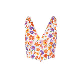 Amfeov Boho Floral Corset Crop Top Sexy V Neck Sleeveless Tie Up Strap Cami Top Women Summer Beach Holiday Vest y2k