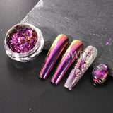 Amfeov 0.1g Chameleon Mirror Chrome Nails Glitter Irregular Fire Aluminum Foils Sequins Summer DIY Iridescent Paillette Manicure Slices