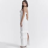 Amfeov High Quality Summer Wedding Guest Dress Women 2024 White Occasionwear Maxi French Style Evening Birthday Party Dress