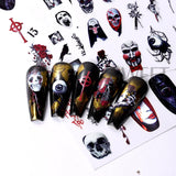 Amfeov 3D Snake Design Nail Stickers Black Evil Eye Tiny Skull Ghost Flower Design Sliders For Halloween Manicure Nail Art Decoration