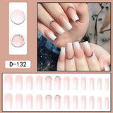 Amfeov Nail Inspo 2024 Summer 24pcs Square False Nails French Rhinestone Glitter Pink Gradient Press On Nails 2024 Summer New DIY Fresh Removable Nail Tips