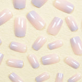 Amfeov Nail Inspo 2024 Summer 24pcs Mid Long Square False Nails French Gradient Nude Pink Full Cover Detachable Nail Tips 2024 New Manicure Tools